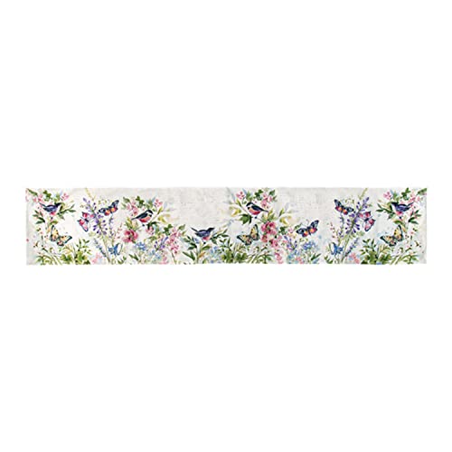 Manual SFWB72 Watercolor Birds and Butterflies Table Runner, 72-inch Length