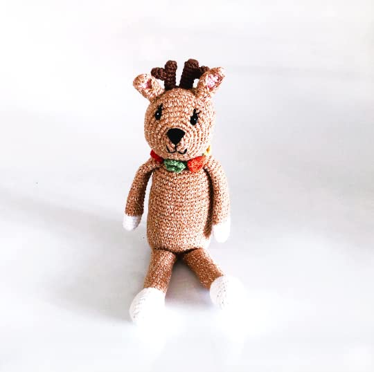 Pebble | Handmade Deer Rattle | Crochet | Fair Trade | Pretend | Imaginative Play | Machine Washable