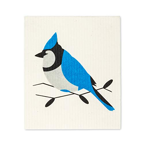 Abbott Collection  84-ASD-AB-36 S/2 Jay Dish Cloth-6.5x8 L, inches L, Ivory and Blue