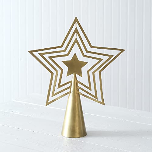 CTW Colonial Tin Works Antique Brass Star Tree Topper