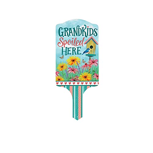 Carson Home 11941 Grandkids Spoiled Here Garden Stake, 15.5-inch Length, UV Printed and Powder Coated Metal