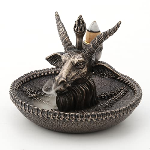 Unicorn Studio Veronese Design 4 1/8" Beast Head Baphomet Resin Sculpture Bronze Finish Back Flow Incense Bowl