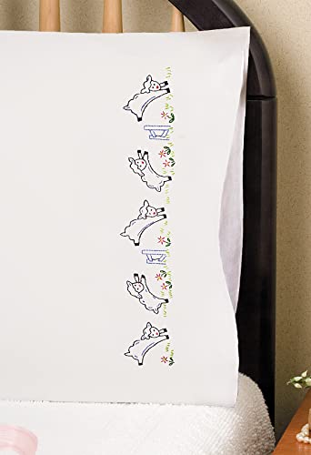 Design Works Crafts Tobin Prancing Sheep Stamped for Embroidery Pillowcases