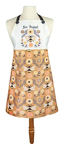 Manual Woodworker IOHHA Honey and Hive Apron Bee Happy, 27 x 30 inch, Multicolor
