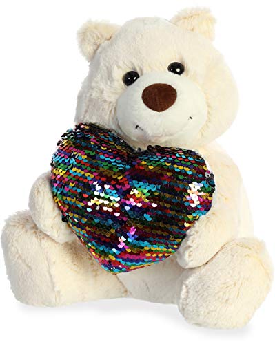 Aurora - Valentine Items - 11" Sparkle Heart Bear Wht