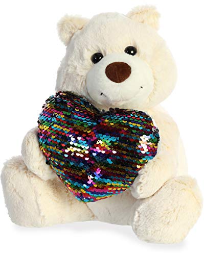 Aurora - Valentine Items - 11" Sparkle Heart Bear Wht