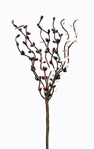 CWI Gifts 6-Piece 9-Branch Pip Berry Pick Set, 12-Inch, Country Mix, Navy, Ivory and Burgundy (FT652CMA)