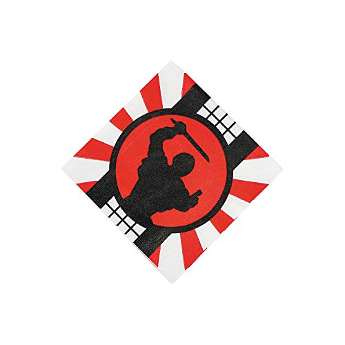 Fun Express - Ninja Warrior Bev Napkins for Birthday - Party Supplies - Print Tableware - Print Napkins - Birthday - 16 Pieces