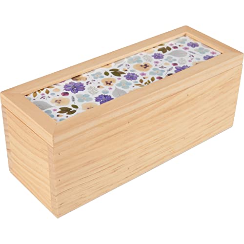 Primitives by Kathy Pressed Flowers Tea Box, One Size, Wood & Purple