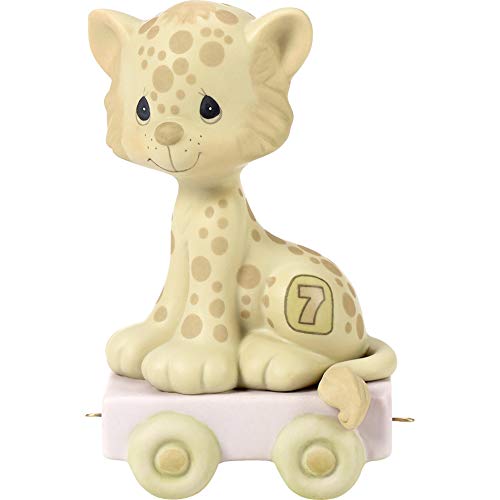 Precious Moments,  Wishing You Grr-Eatness, Birthday Train Age 7, Bisque Porcelain Figurine, 142027