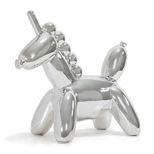 Made By Humans Balloon Money Bank - Large Unicorn - Cool Unicorn Piggy Bank Gift for Kids and Adults (Silver)