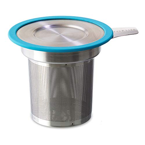 Forlife Brew-in-Mug Extra-fine Tea Infuser with Lid, Set of 6 (Turquoise)
