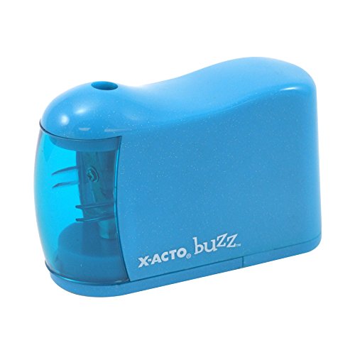 Pens X-Acto 2012685 Buzz Battery Pencil Sharpener, Assorted Colors, Safety Shut-off When Receptacle is Removed, Steel Razor Cutter, Color May Vary