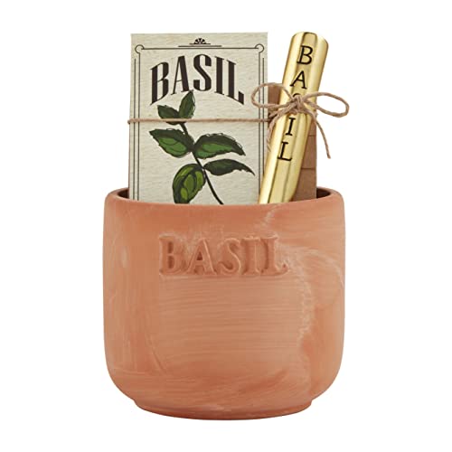 Mud Pie Basil Herb Planting Set, 4-inch