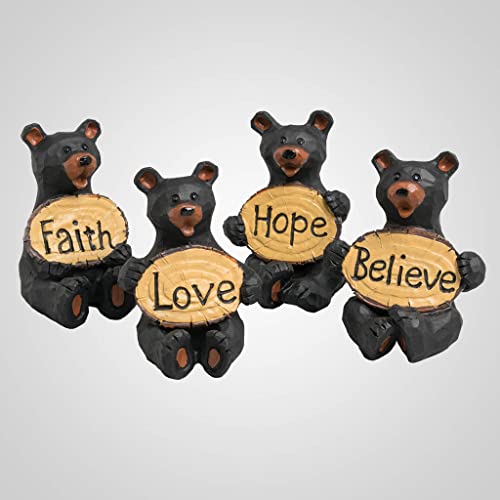 Lipco Bears with Signs Believe Love Hope and Faith Figurine, 3.30-inch Height, Polyresin