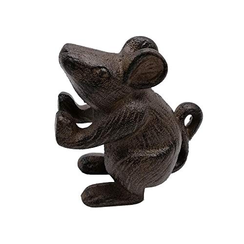 Comfy Hour Antique & Vintage Interior Decor Collection, Animal Edition Cast Iron Mouse Door Stopper in Brown Color, Heavy Duty, Decorative One.