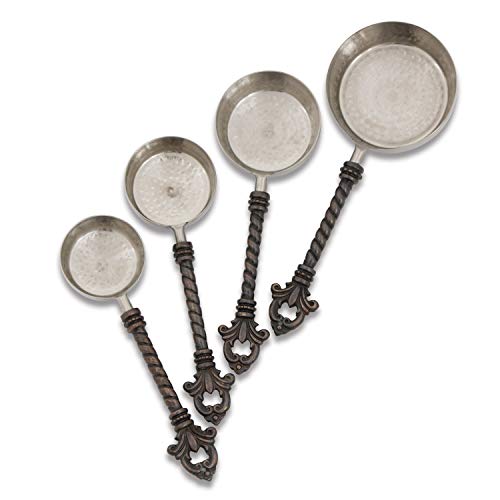 Gerson Stainless Steel and Brass Fleur De Lis 4-Piece Measuring Cups