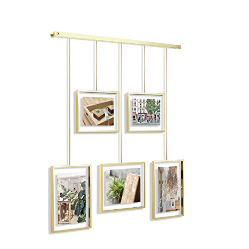 Umbra Exhibit Adjustable Photo Display  DIY Collage Set Mounts in Various Layouts Horizontally and at Different Angles - Holds 5 Picture Frames for Photos, Prints, Artwork and More, 4 by 6 inch and 5