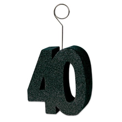 Beistle Black Glittered Number 40 Photo Balloon Holder For Milestone Birthday Or Anniversary Party
