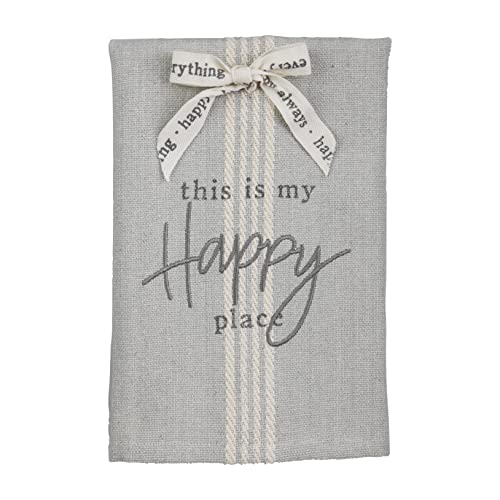 Mud Pie Happy Place Bow Hand Towel, 21-inch