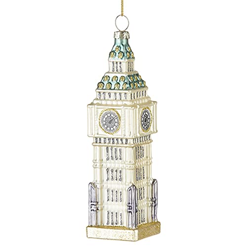 Raz Big Ben Great Bell Clock Tower London England Christmas Figurine Ornament 7" Glass Hanging Ornament Christmas Tree Decoration