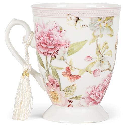 Delton Products 8148-6 Porcelain Mug in Gift Box, Pink Peony, 4.6 inch