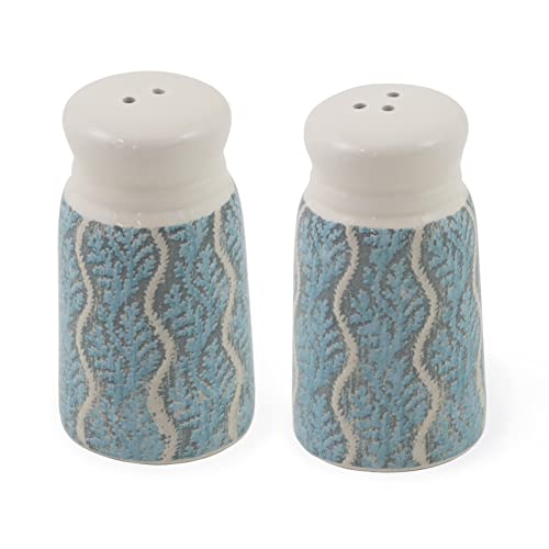 Boston International Ceramic Salt & Pepper Shakers, Set of 2, Laguna Shells