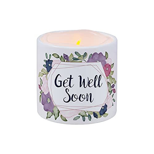 Carson 24182 Get Well Soon LED Candle with Ceramic Holder, 3.5-inch Diameter