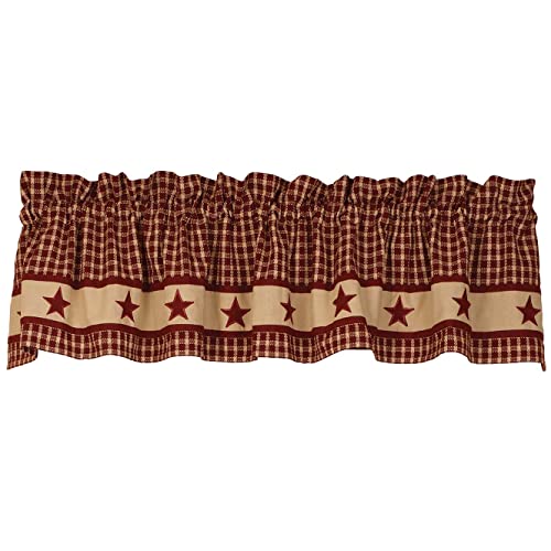 Country House Collection 34720 Burgundy Prairie Star Valance, 14-inch
