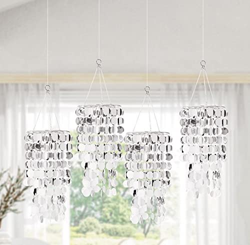 Reflective Hanging Chandelier - Modern Party Decor (Silver)