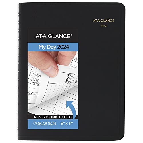 Pens AT-A-GLANCE 2024 Four Person Group Daily Appointment Book, 8" x 11", Large, Black (708220524)