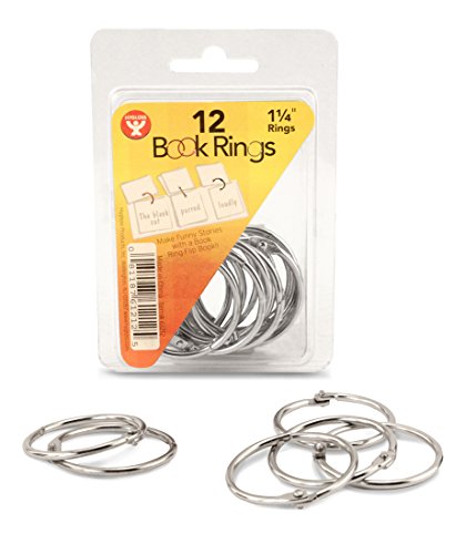 Hygloss Products, Inc 1.25" Silver 12-pk Book 1-1/4 Inch Steel Metal Binder Rings, 12 Pack, 1 1