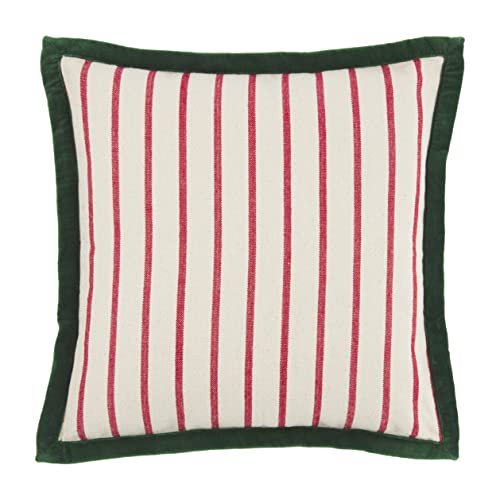 Mud Pie Striped Velvet Pillow, Red, 19 1/2-inch