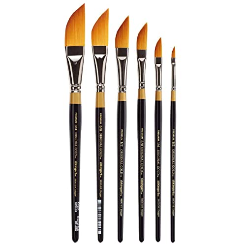 KINGART Original Gold 9800 Series, Golden Taklon Dagger Striper, Set of 6 Unique Sizes Black / Golden Tip