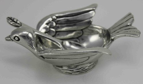 Basic Spirit Salt Bowl with Spoon - Bird - Pewter Cellar Container Box for Salt, Spices, Snacks, Rice, Side Dishes, or Ice Cream