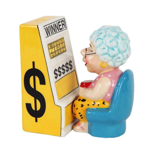 Pacific Trading Giftware 3.75" Casino Slots Machine Queen Grandma Magnetic Salt & Pepper Shakers -Attractives Collection