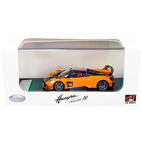 Motor City Classics Pagani Huayra Roadster BC Orange and Carbon with Red and White Stripes 1/64 Diecast Model Car by LCD Models 64011 or