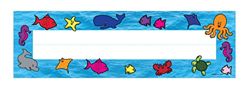 Hygloss Products Sea Life Kids Name Plates for Desks Cubbies Lockers ‚Äì 9.5 x 2-7/8 Inch, 36 Pack