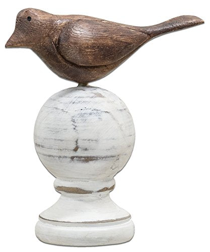 CWI Gifts 2"x5" Wood Carved Bird Finial Table Top, Multi