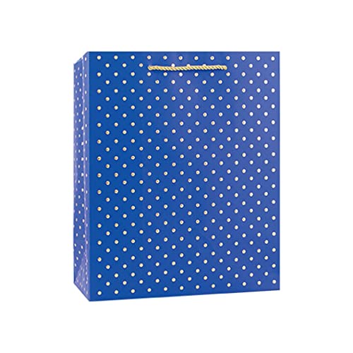 Design Design Wine Bottle Tote Bag, Medium (Navy Swiss in Gold Dots)