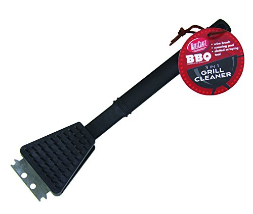 TableCraft BBQBR BBQ Stainless Steel Brush with Plastic Handle, 15-Inch, Silver