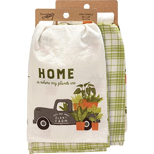 Primitives by Kathy 111582 Kitchen Towel Set Just One More Plant Farm, 28-inch