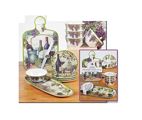 Certified International Meadow Brook Vineyard Cheese Board with Knife Set, 13.25-inch Length, For Everyday Use, Kitchen Accessories, Party Celebration