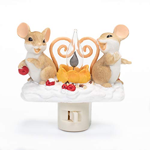 Roman Campfire Friendly Mice 5 inch Swivel Base Plug-in Flickering Nightlight