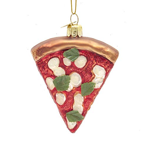 Kurt Adler NB1642 Noble Gems Margherita Pizza Slice Ornament, 4-inch High, Glass