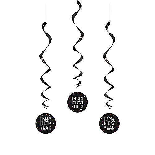 Unique Industries Unique Party 72943 26" Hanging Neon Dots New Years Eve Decorations, Pack of 3