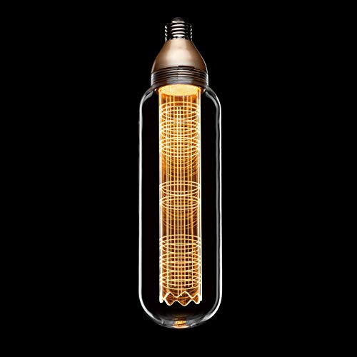 Next Glow Decorative LED Light Bulb E26 Medium Base, Laser-Cut Inner Pillar with Design, 4W, 2200K, T80 Clear Style Glow, Beautiful Home Decor Lighting for Kitchen, Pendant Fixtures