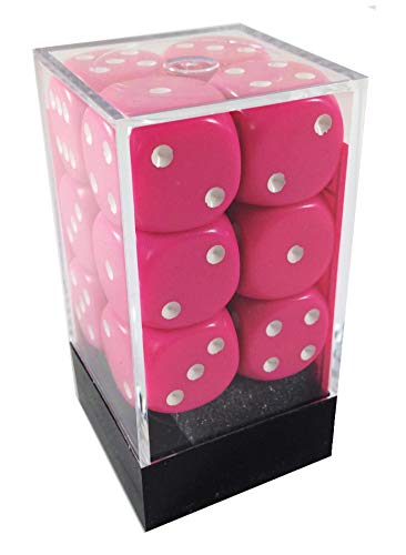 Chessex: d6 16mm Opaque 12 Dice Set: Pink and White