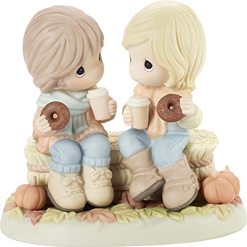 Precious Moments Girls Drinking Coffee with Donuts Autumn Figurine, Multi