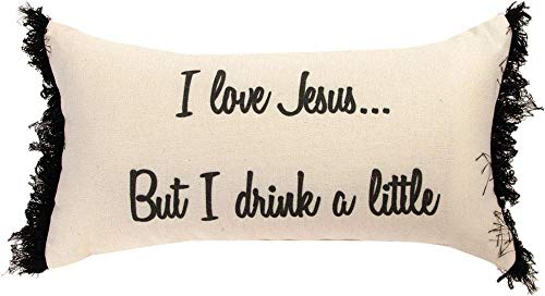 Manual Woodworkers & Weavers SHLJDL 17 x 9 in. I Love Jesus But I Drink A Little Dye Pillow